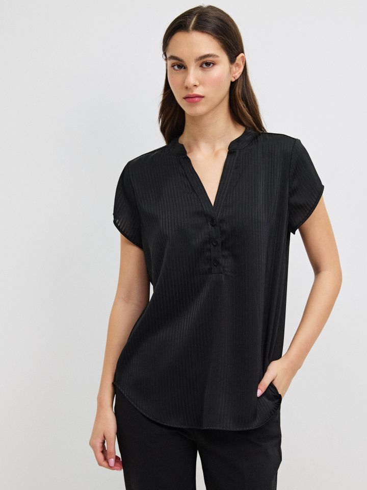 חולצה פסים שינה ללא שרוול PROMO בצבע שחור