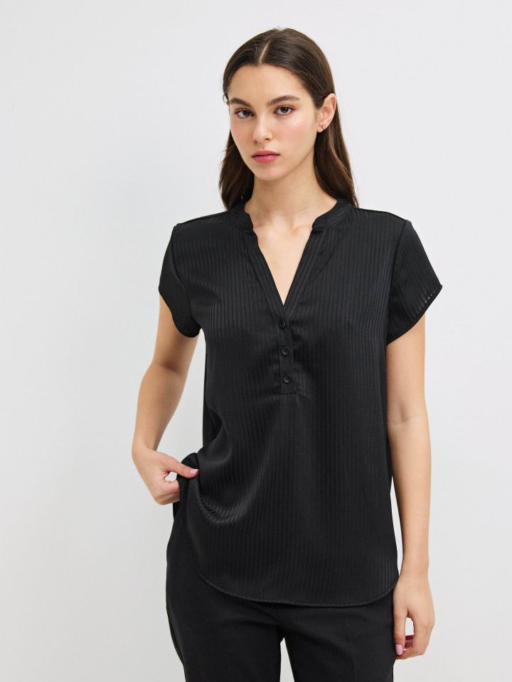 חולצה פסים שינה ללא שרוול PROMO בצבע שחור