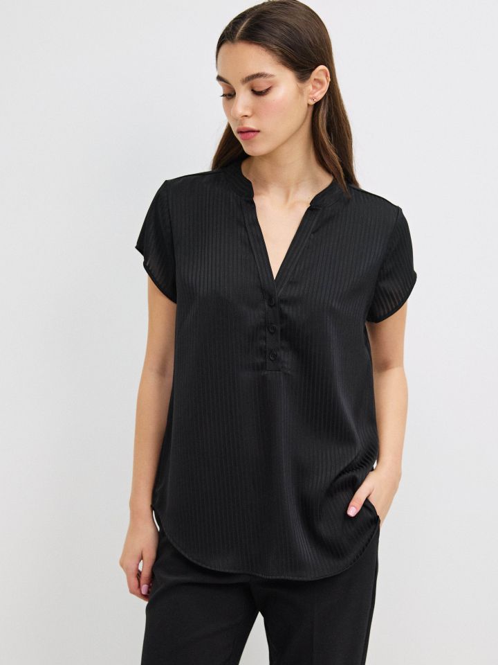 חולצה פסים שינה ללא שרוול PROMO בצבע שחור