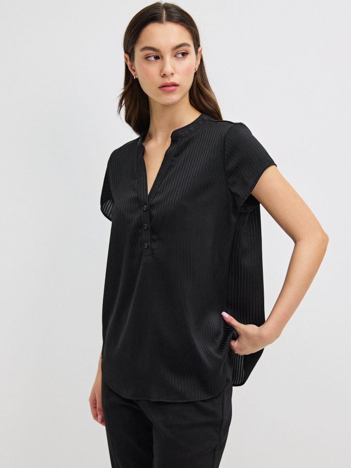 חולצה פסים שינה ללא שרוול PROMO בצבע שחור