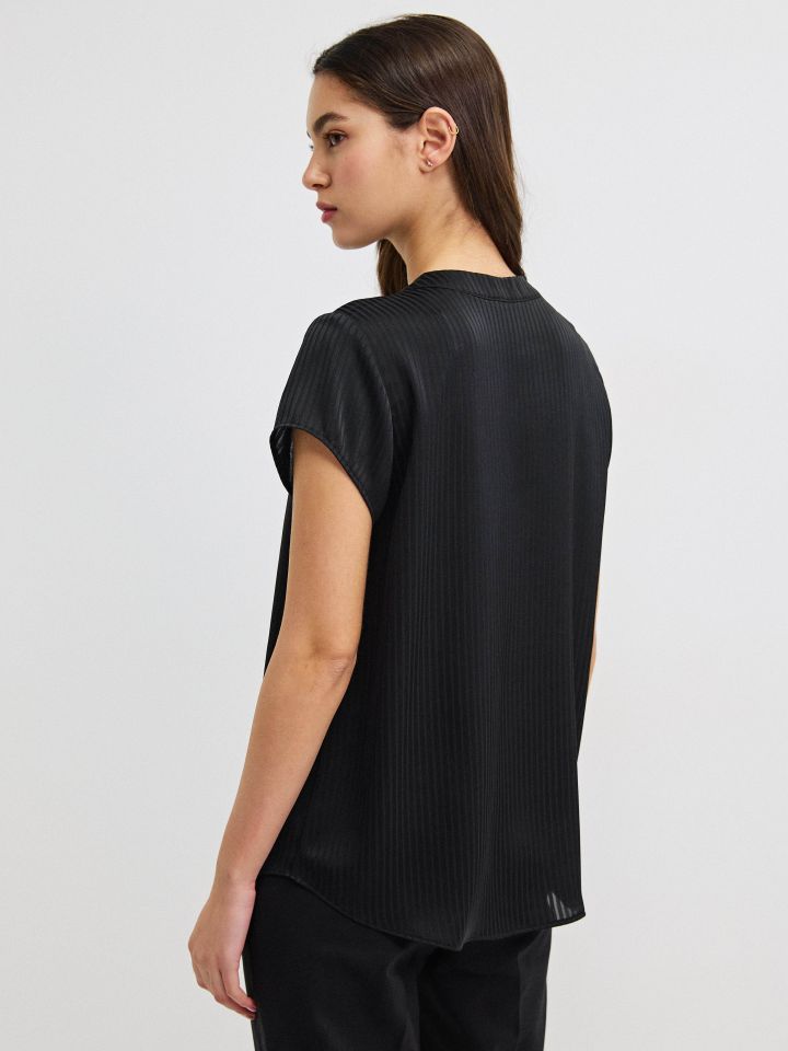 חולצה פסים שינה ללא שרוול PROMO בצבע שחור