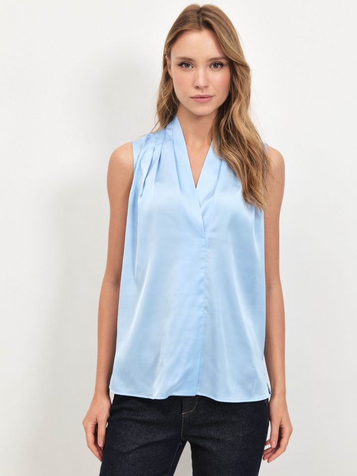 חולצה סטן ROMI PROMO בצבע תכלת אורלי