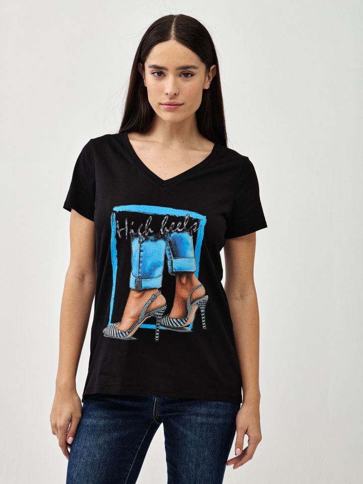 חולצה V נעליים PROMO בצבע שחור