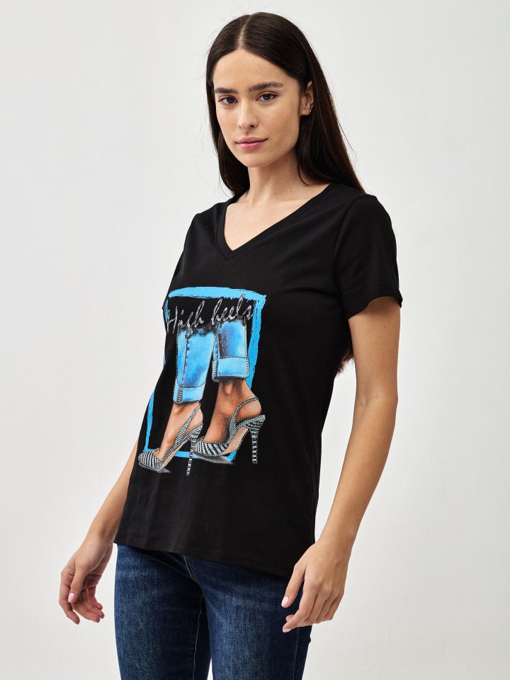 חולצה V נעליים PROMO בצבע שחור