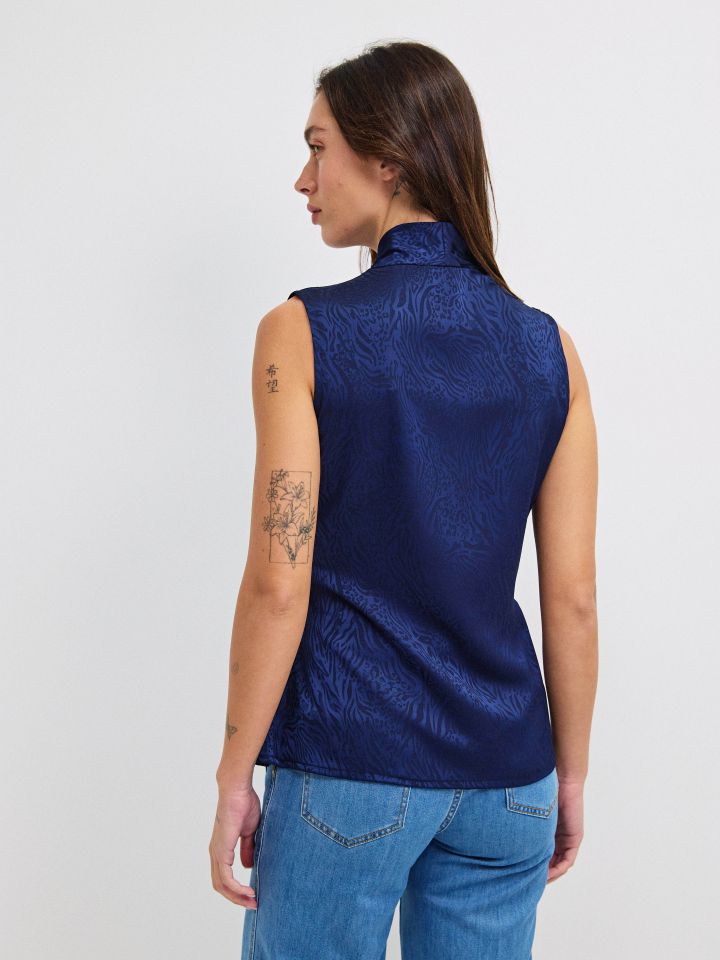 חולצה מעטפה ג’קרט PROMO בצבע נייבי