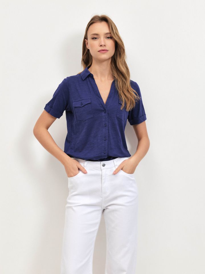 חולצה סלאב כיסים PROMO בצבע כחול אינדיגו