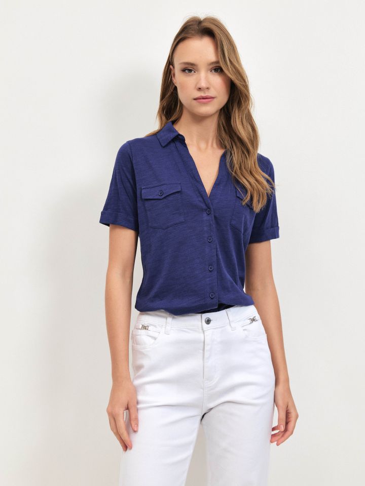 חולצה סלאב כיסים PROMO בצבע כחול אינדיגו