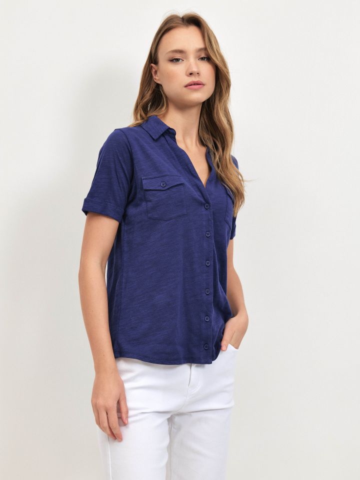 חולצה סלאב כיסים PROMO בצבע כחול אינדיגו