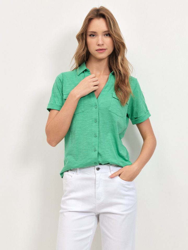 חולצה סלאב כיסים PROMO בצבע ירוק דשא