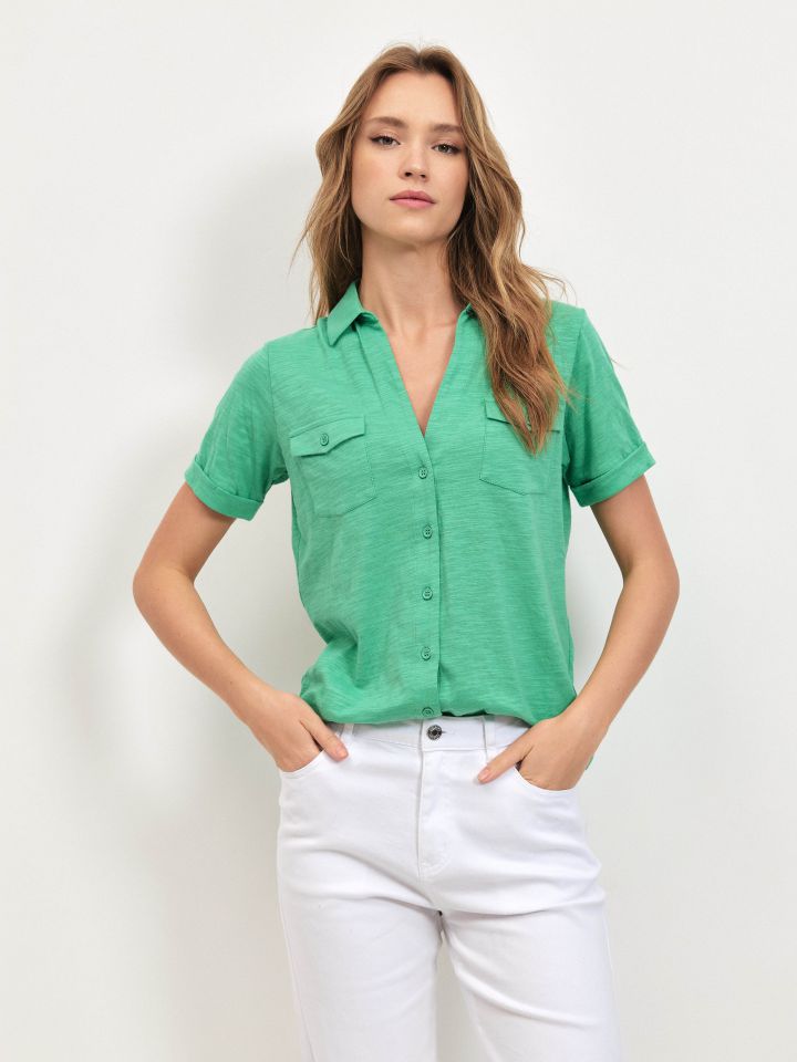 חולצה סלאב כיסים PROMO בצבע ירוק דשא