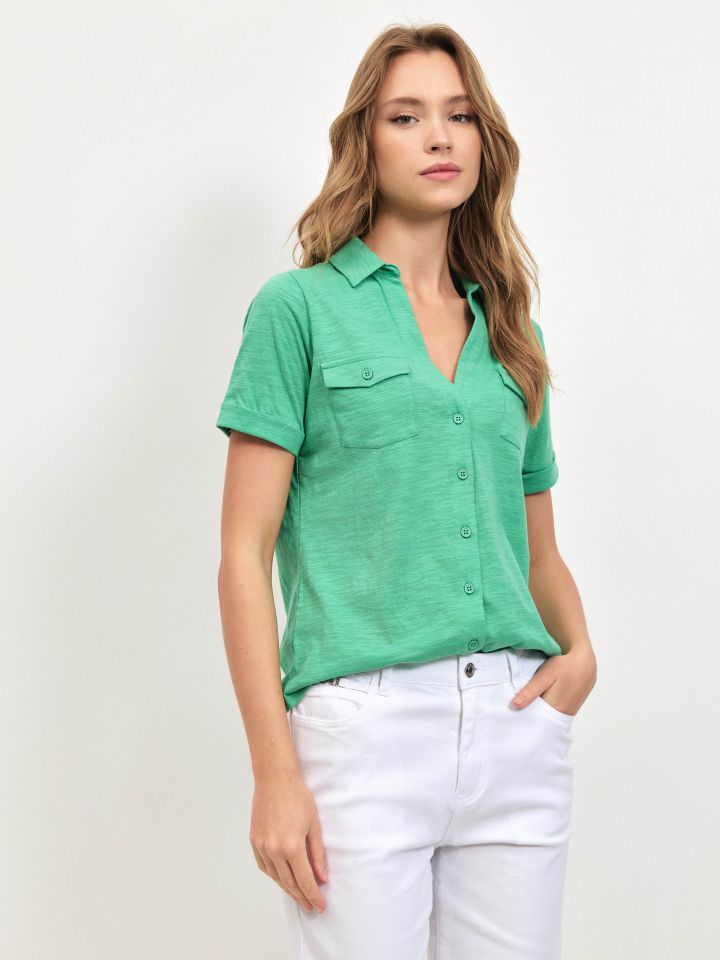 חולצה סלאב כיסים PROMO בצבע ירוק דשא