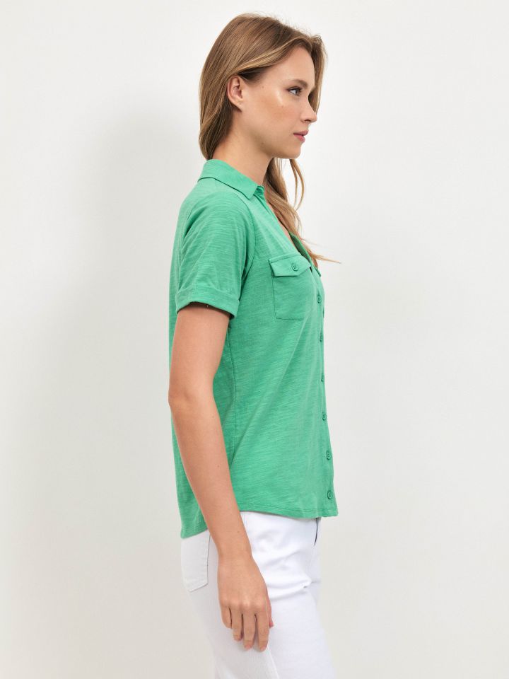 חולצה סלאב כיסים PROMO בצבע ירוק דשא