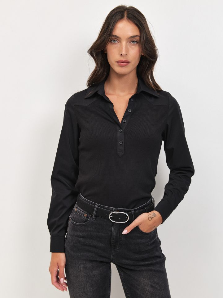 חולצה ריב שינה בצבע שחור