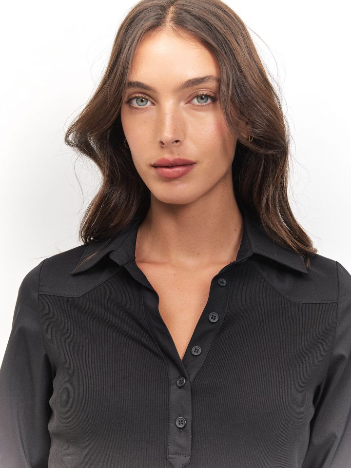 חולצה ריב שינה בצבע שחור