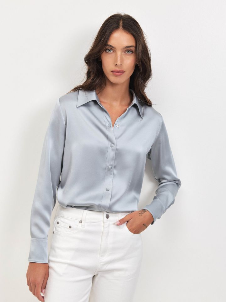 חולצה סטן EDEN PROMO בצבע אפור