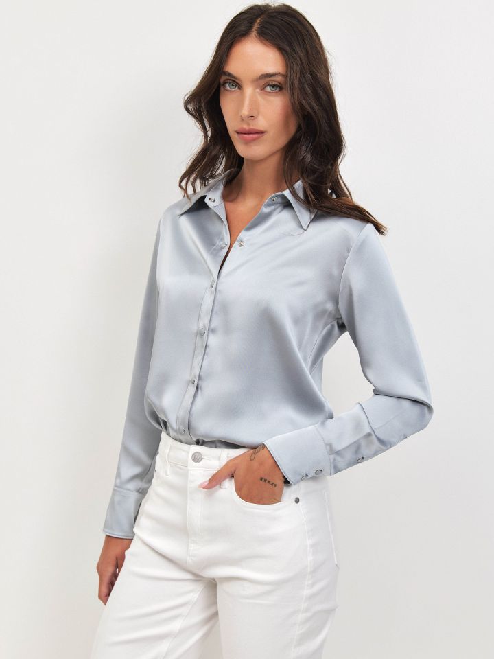 חולצה סטן EDEN PROMO בצבע אפור