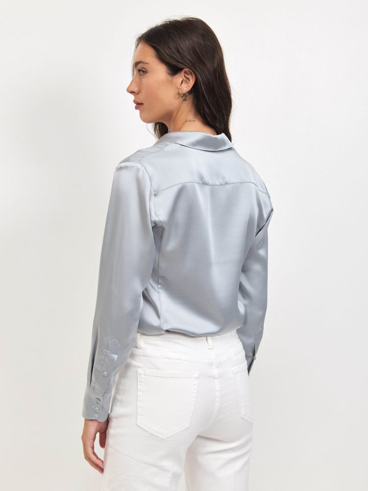 חולצה סטן EDEN PROMO בצבע אפור