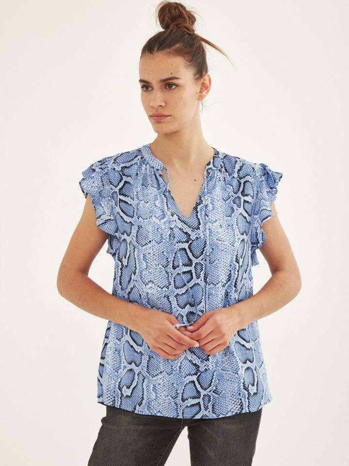 חולצה דפוס קשירה בצבע תכלת