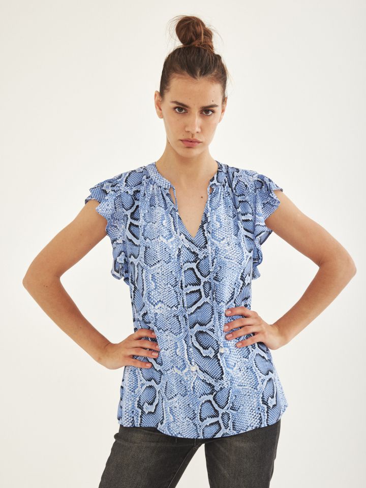 חולצה דפוס קשירה בצבע תכלת