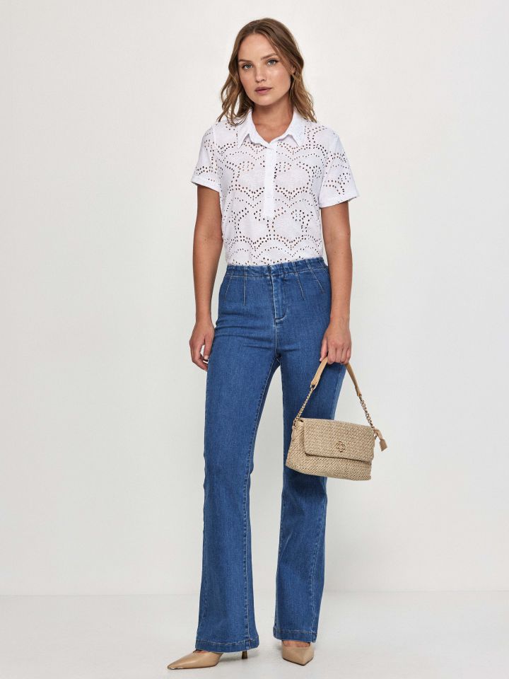 חולצה תחרה שינה בצבע לבן