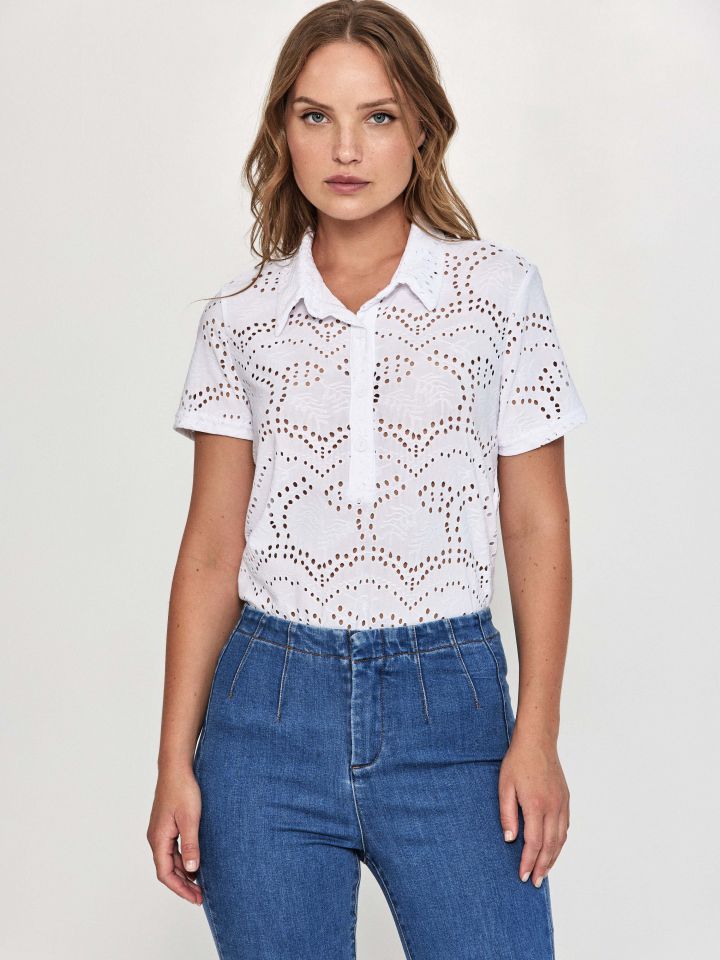 חולצה תחרה שינה בצבע לבן