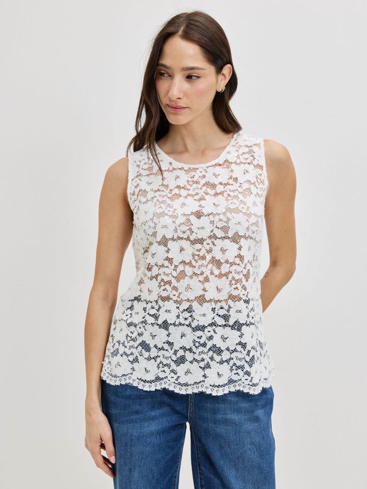 חולצה תחרה RANI בצבע אופוויט