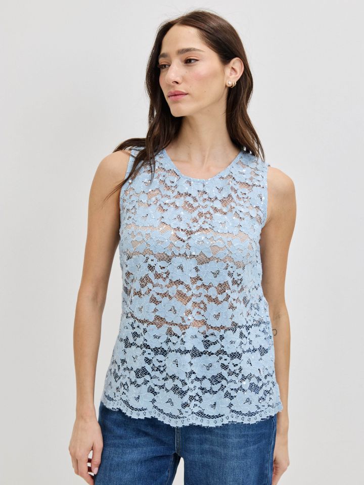 חולצה תחרה RANI בצבע תכלת