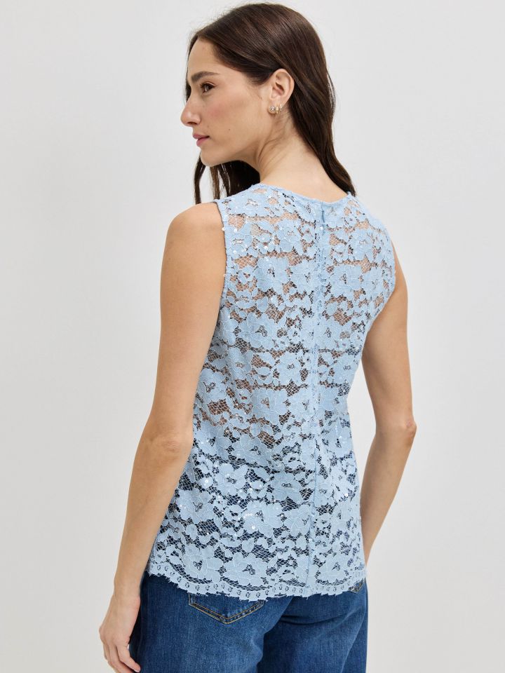 חולצה תחרה RANI בצבע תכלת