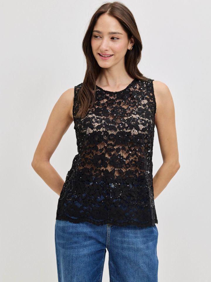 חולצה תחרה RANI בצבע שחור