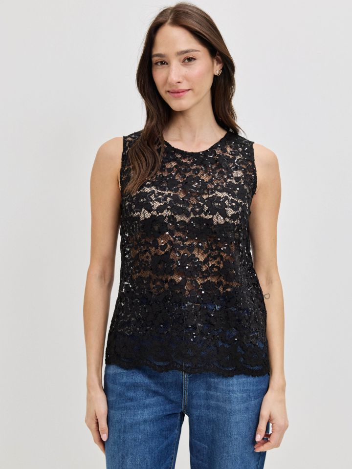 חולצה תחרה RANI בצבע שחור