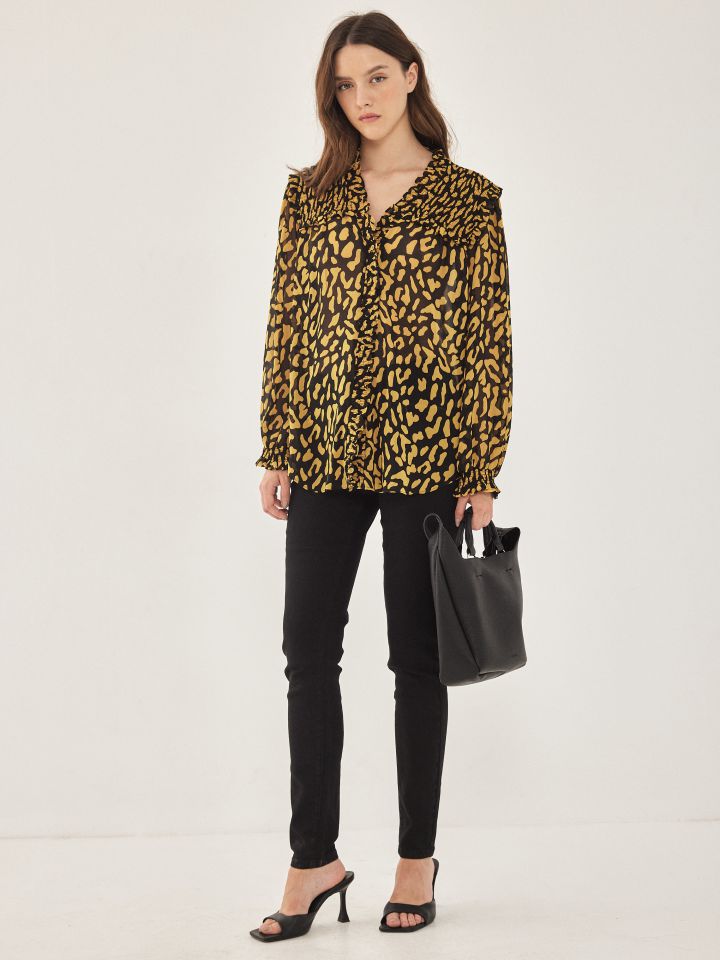 חולצה דפוס LIA בצבע חרדל