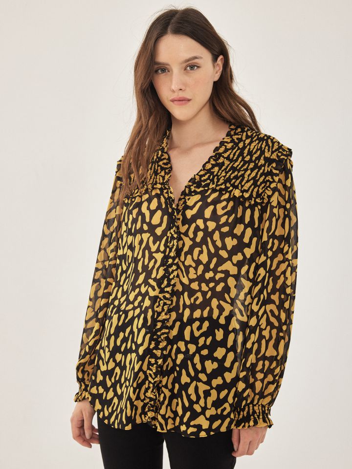 חולצה דפוס LIA בצבע חרדל