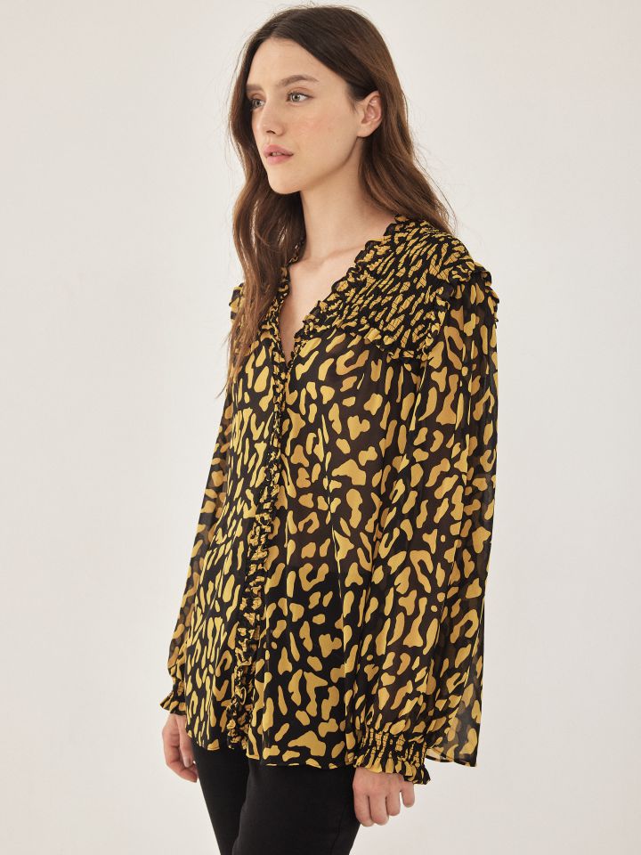 חולצה דפוס LIA בצבע חרדל