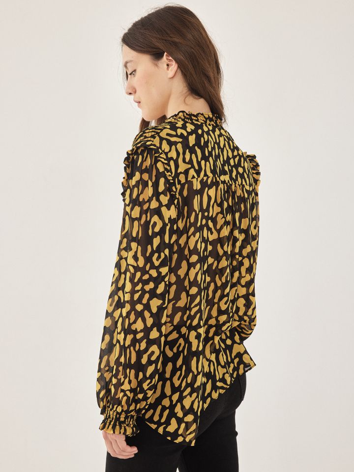 חולצה דפוס LIA בצבע חרדל