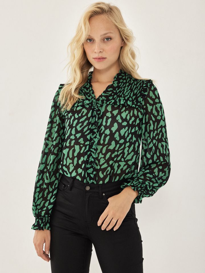 חולצה דפוס LIA בצבע שחור/אמרלד