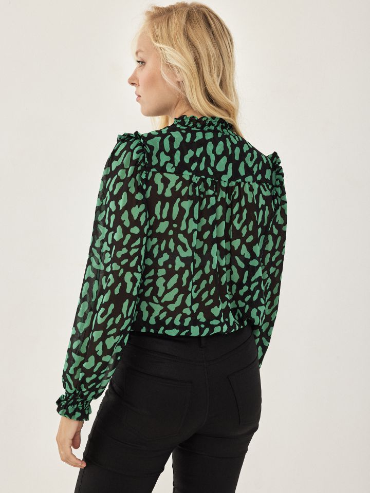 חולצה דפוס LIA בצבע שחור/אמרלד