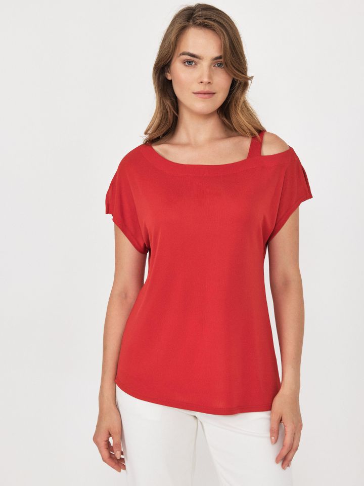 חולצה אמזון פתח בכתף בצבע אדום