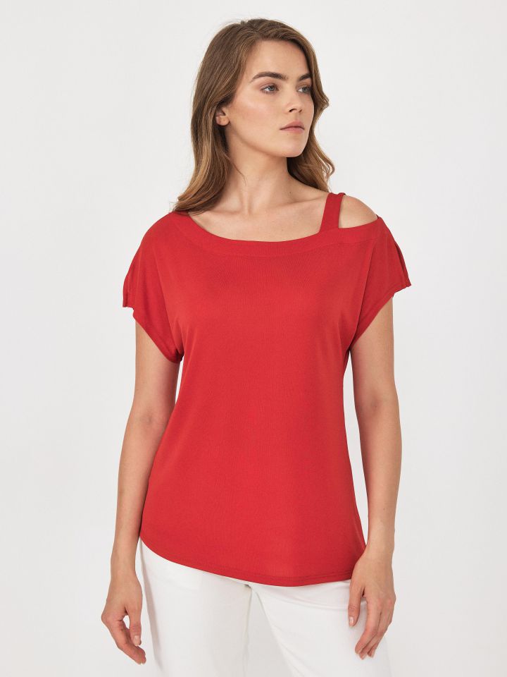 חולצה אמזון פתח בכתף בצבע אדום
