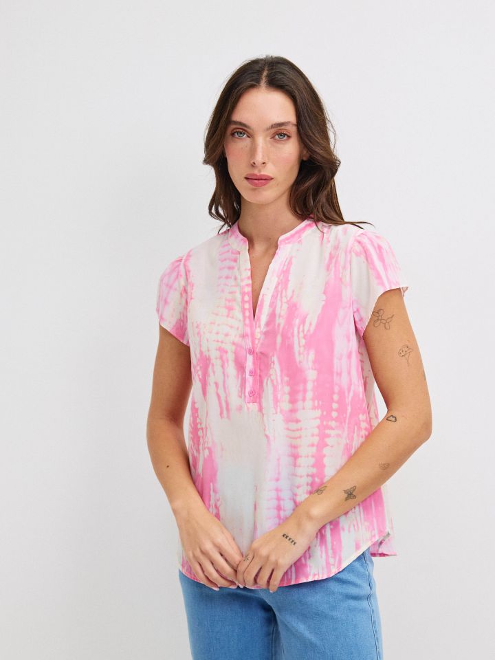 חולצה שינה דפוס PROMO בצבע ורוד