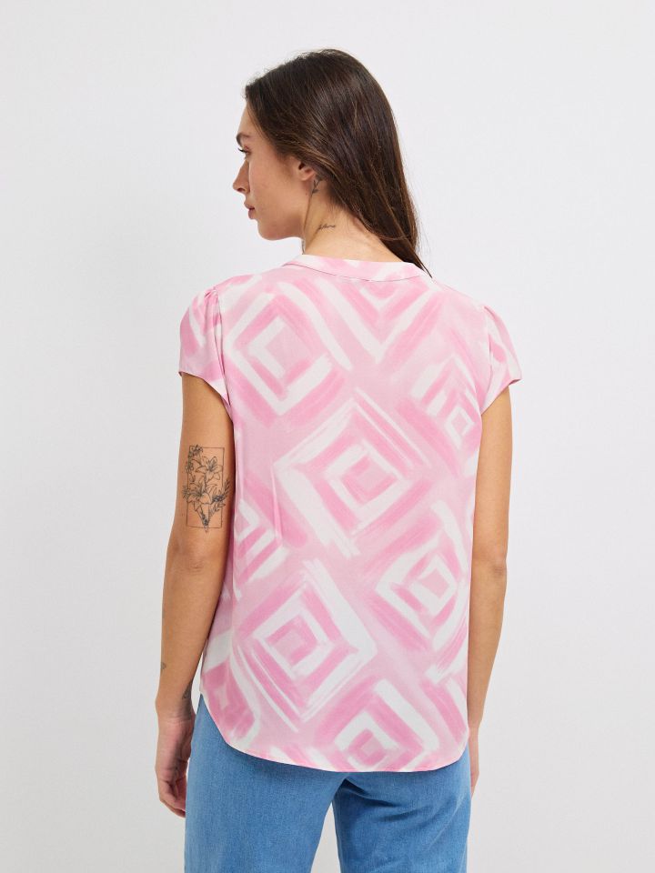 חולצה שינה דפוס PROMO בצבע ורוד עתיק