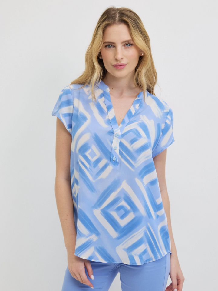 חולצה שינה דפוס PROMO בצבע תכלת מעושן