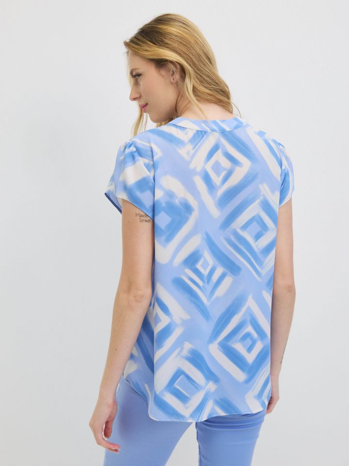 חולצה שינה דפוס PROMO בצבע תכלת מעושן