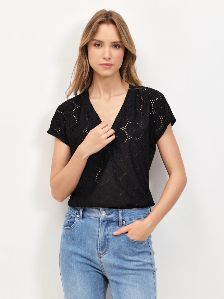 חולצה שינה תחרה PROMO בצבע שחור