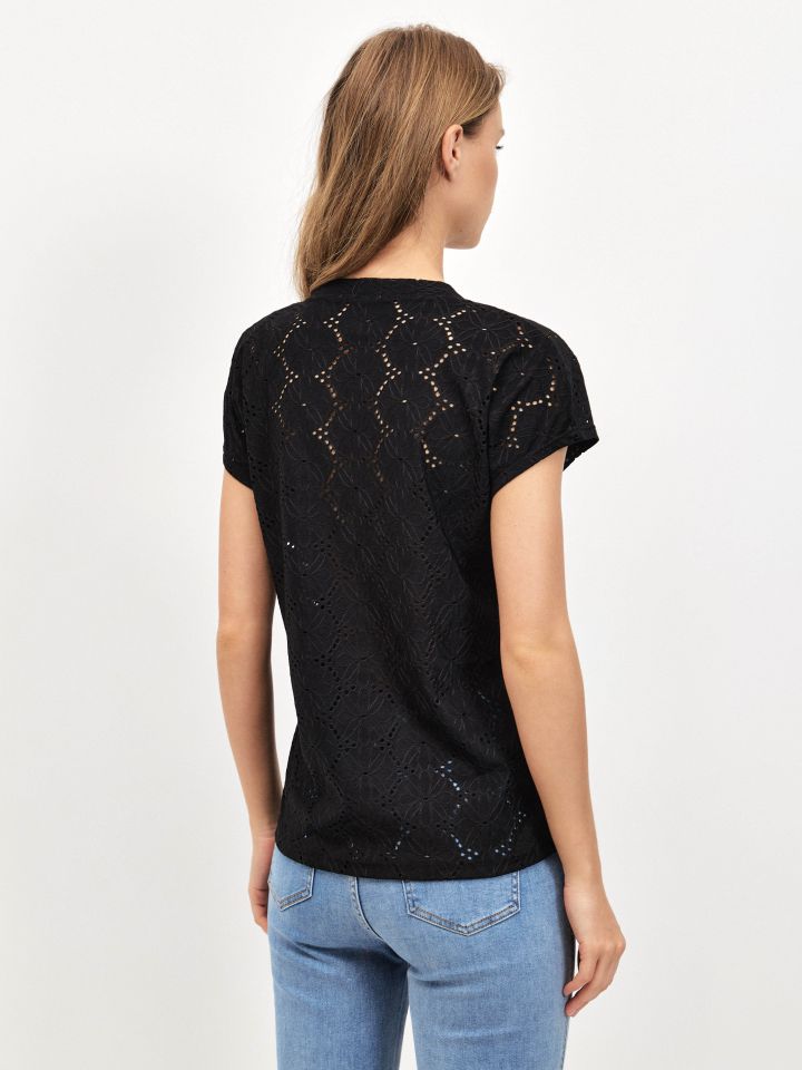 חולצה שינה תחרה PROMO בצבע שחור