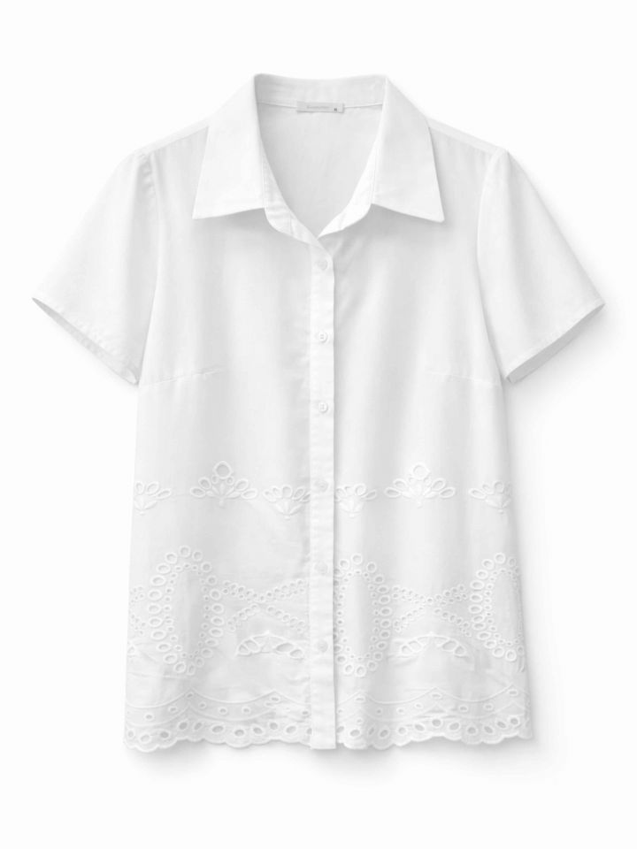 חולצה בורדורה ריקמה בצבע ריקמה לבבות