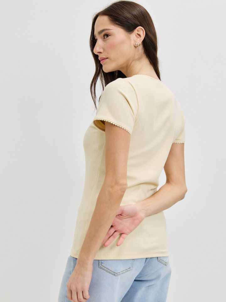 חולצה ריב מרובע PROMO בצבע לימון