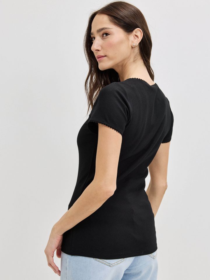 חולצה ריב מרובע PROMO בצבע שחור