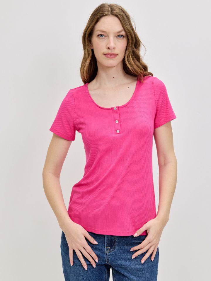 חולצה שינה כפתורים PROMO בצבע פוקסיה