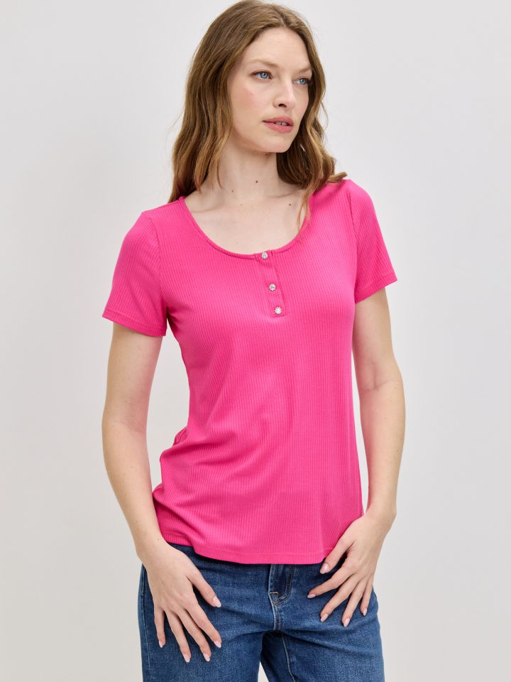 חולצה שינה כפתורים PROMO בצבע פוקסיה