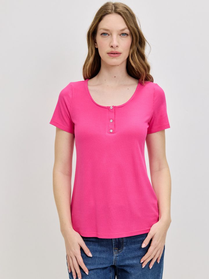 חולצה שינה כפתורים PROMO בצבע פוקסיה